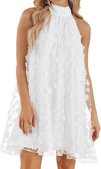 Womens Summer Halter Mini A Line Swing Dresses Wedding Guest Formal Cocktail Homecoming Dress